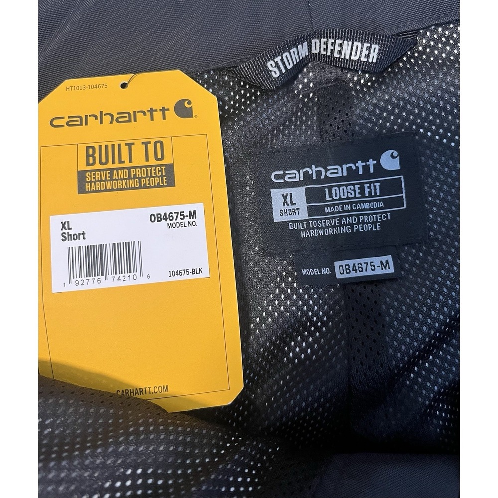 NWT CARHARTT Sz XL Short Storm Defender Loose Waterproof Heavyweight Pants Black - Picture 13 of 15